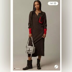 Anthropologie Beatrice .b Collared Wool Midi Dress Size Large NWT